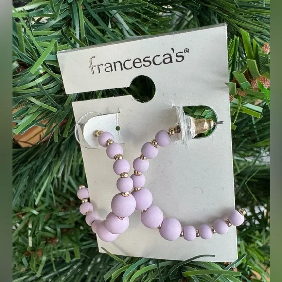 Francesca's Collections Pastel Purple Beaded Earrings - Picture 1 of 1